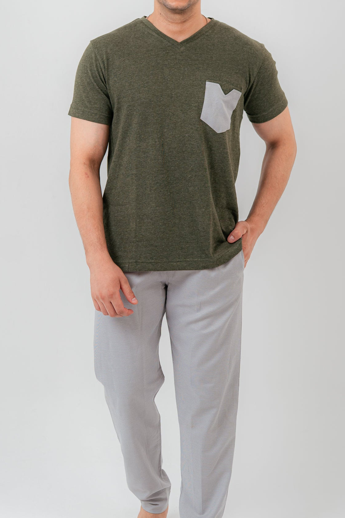 khaki Green Pajama Set Trousers