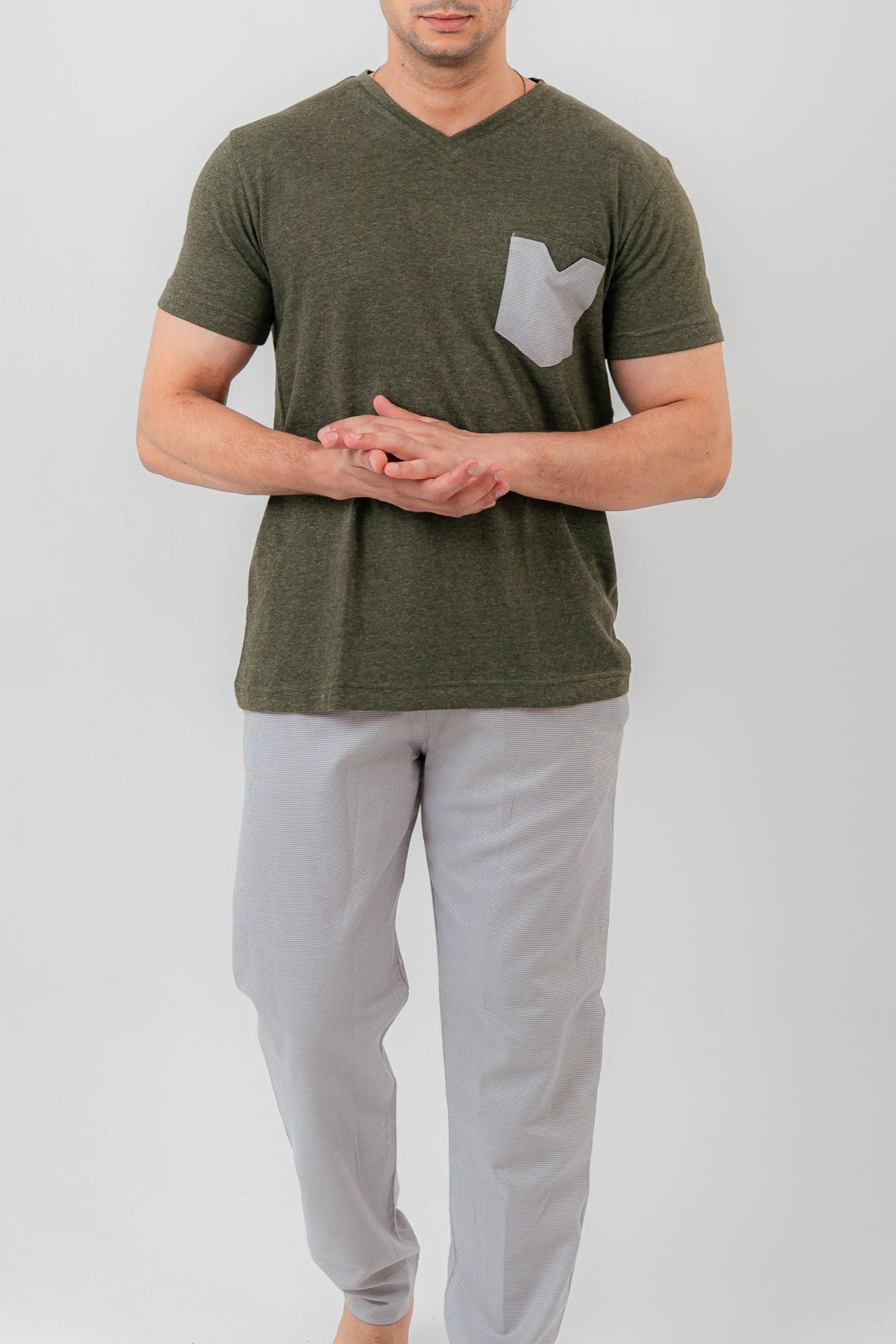 khaki Green Pajama Set Trousers