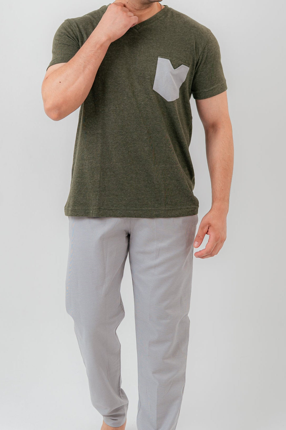 khaki Green Pajama Set Trousers