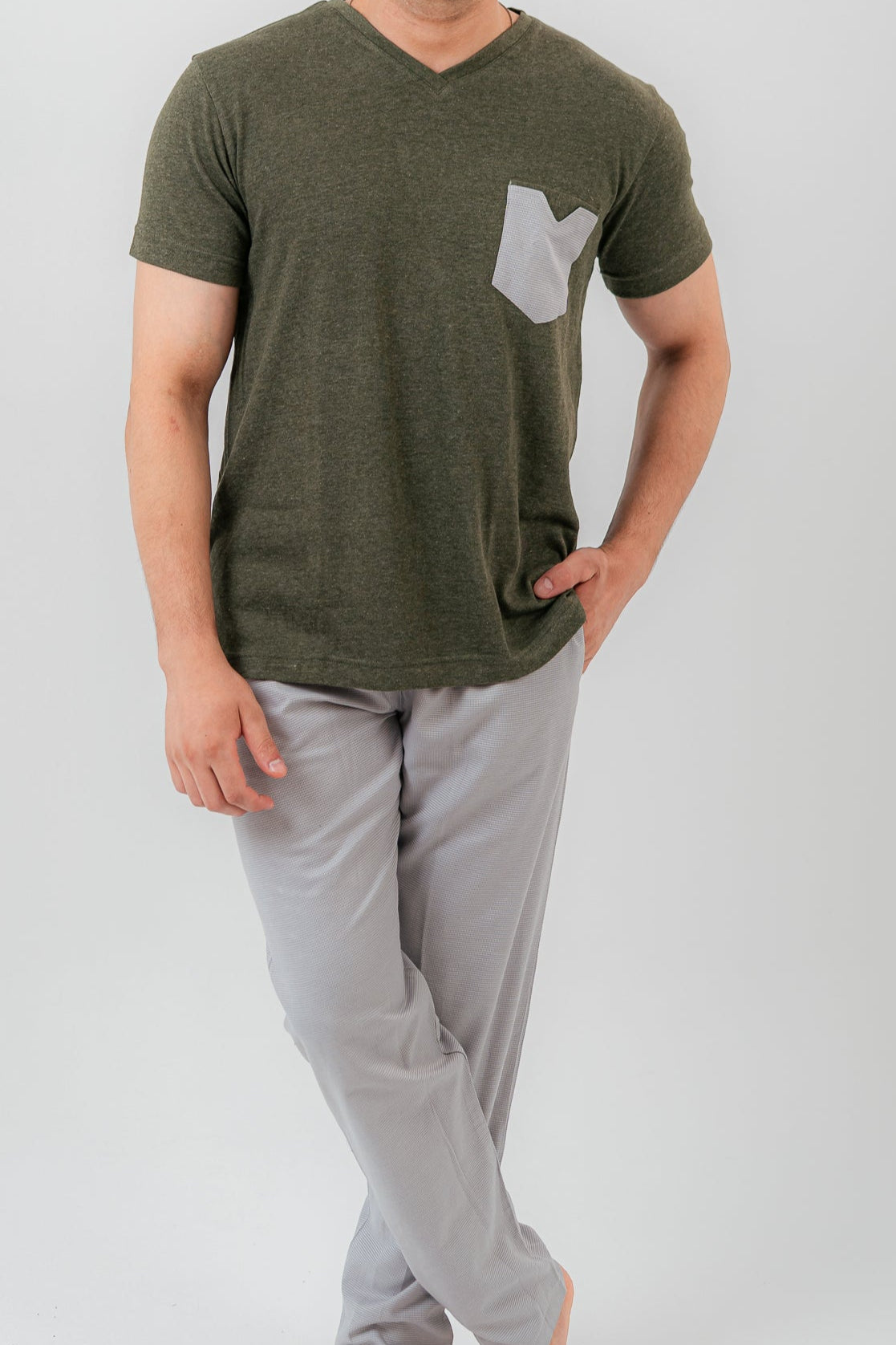 khaki Green Pajama Set Trousers