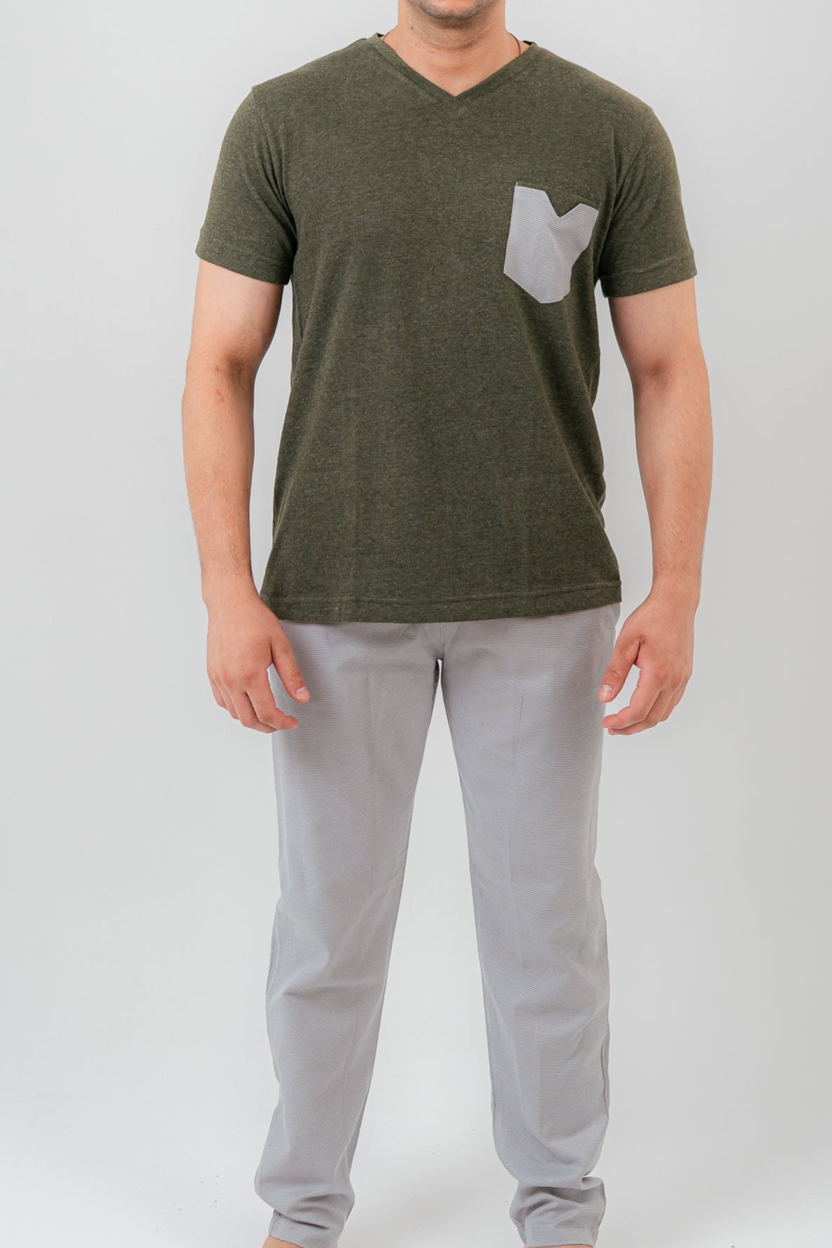 khaki Green Pajama Set Trousers