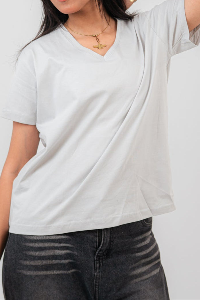 Light gery V-Neck oversize T-Shirt