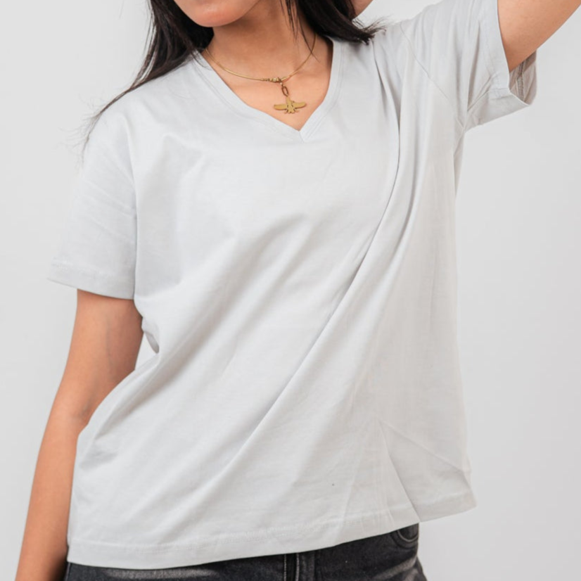 Light gery V-Neck oversize T-Shirt