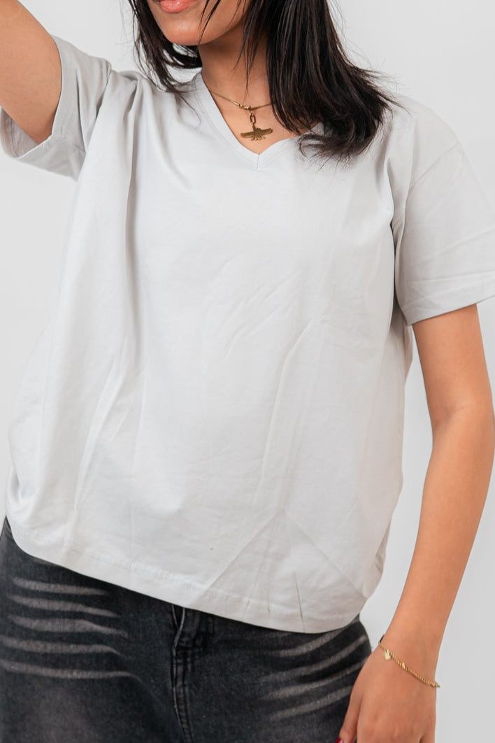 Light gery V-Neck oversize T-Shirt