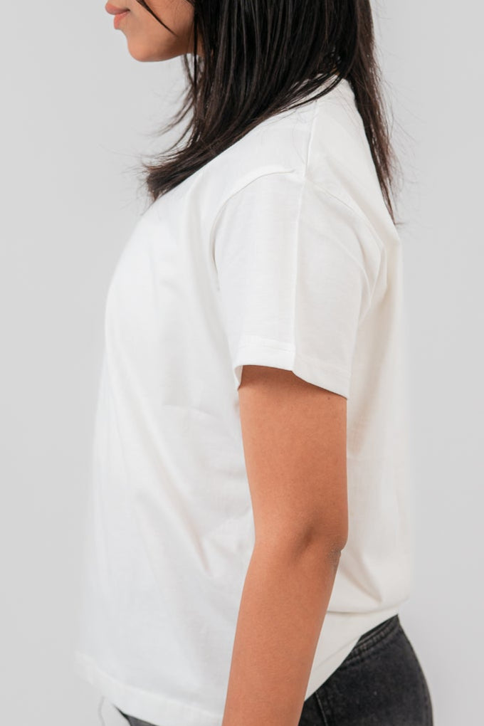 White Oversize V-Neck T-shirt