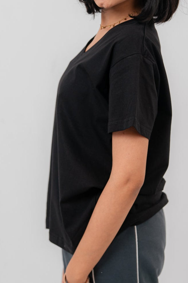 Black V-Nack Oversize T-shirt