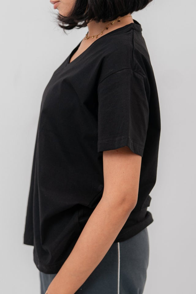 Black V-Nack Oversize T-shirt