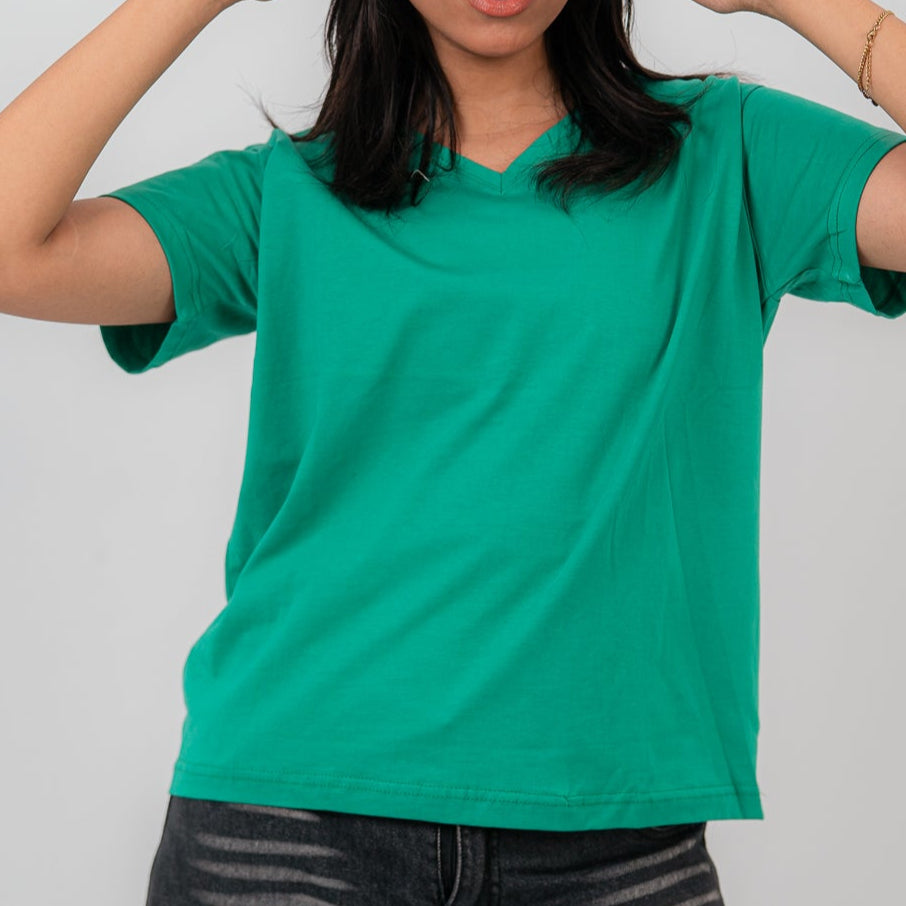 Green Oversize V-Neck T-shirt