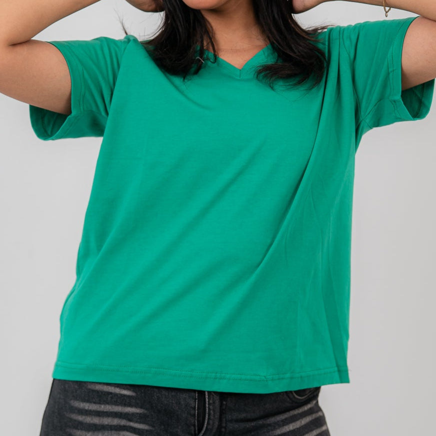 Green Oversize V-Neck T-shirt