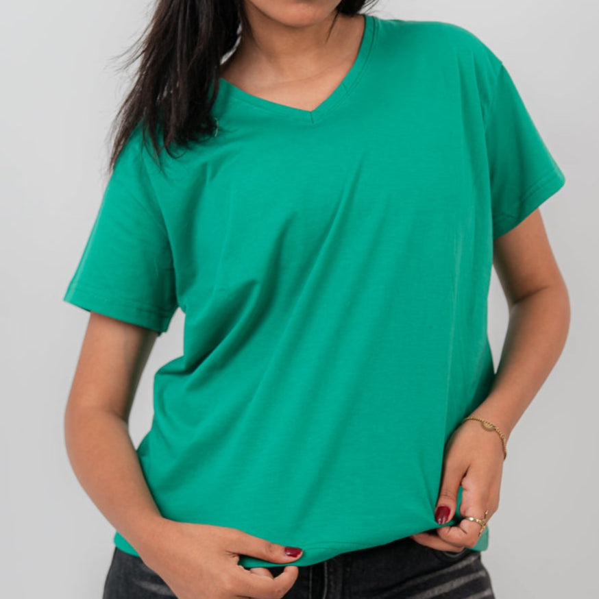 Green Oversize V-Neck T-shirt