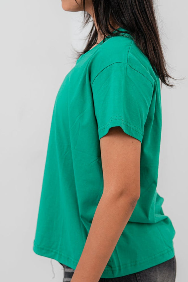 Green Oversize V-Neck T-shirt
