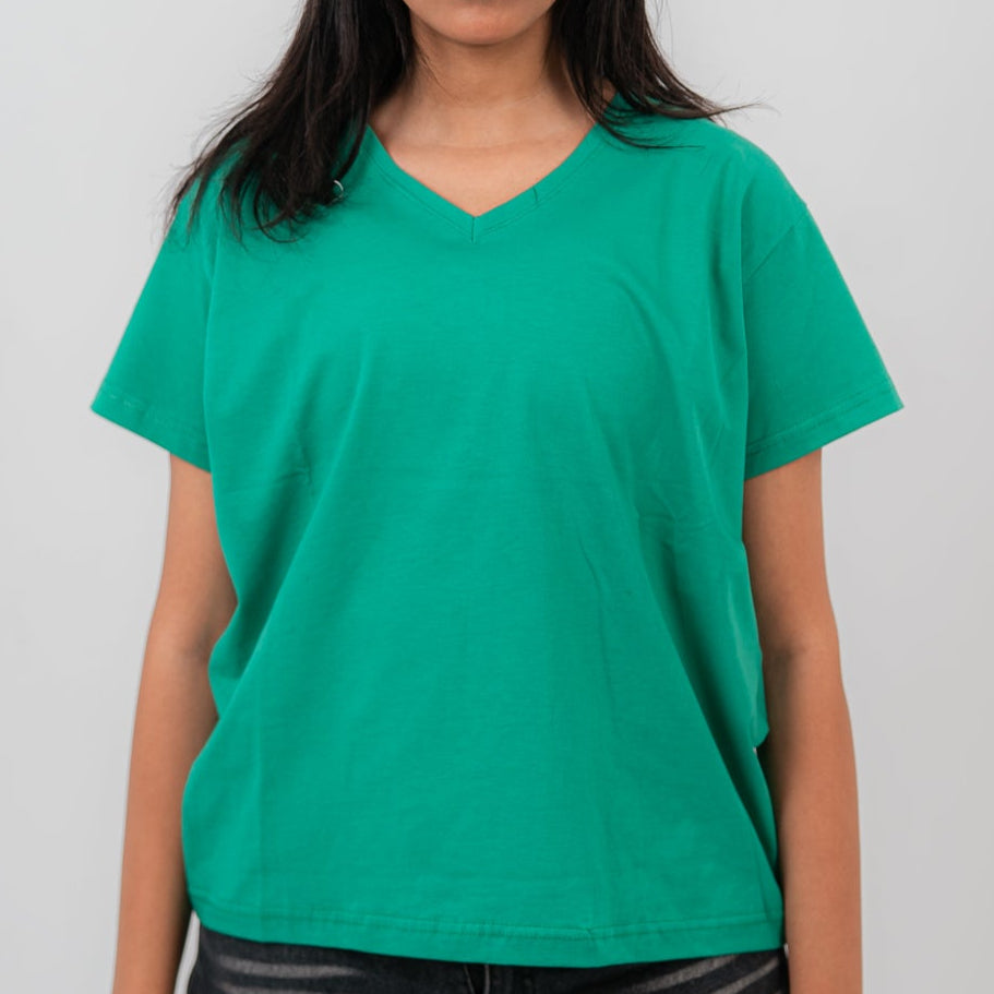 Green Oversize V-Neck T-shirt