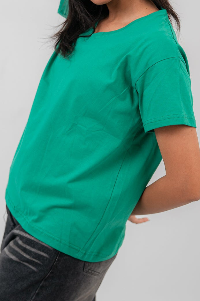 Green Oversize V-Neck T-shirt