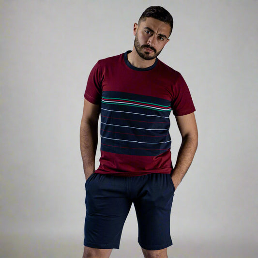 Dark Red Pajama Set Short