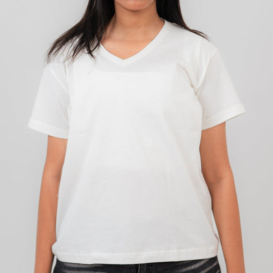 White Oversize V-Neck T-shirt