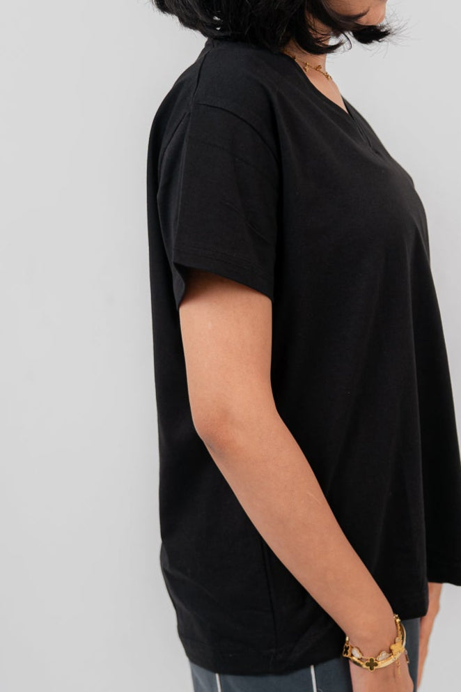 Black V-Nack Oversize T-shirt