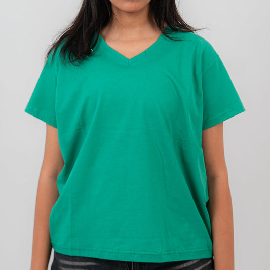 Green Oversize V-Neck T-shirt