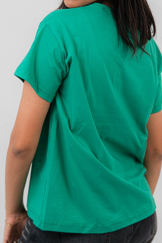 Green Oversize V-Neck T-shirt