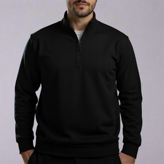 Black Basic Quarter Zipper